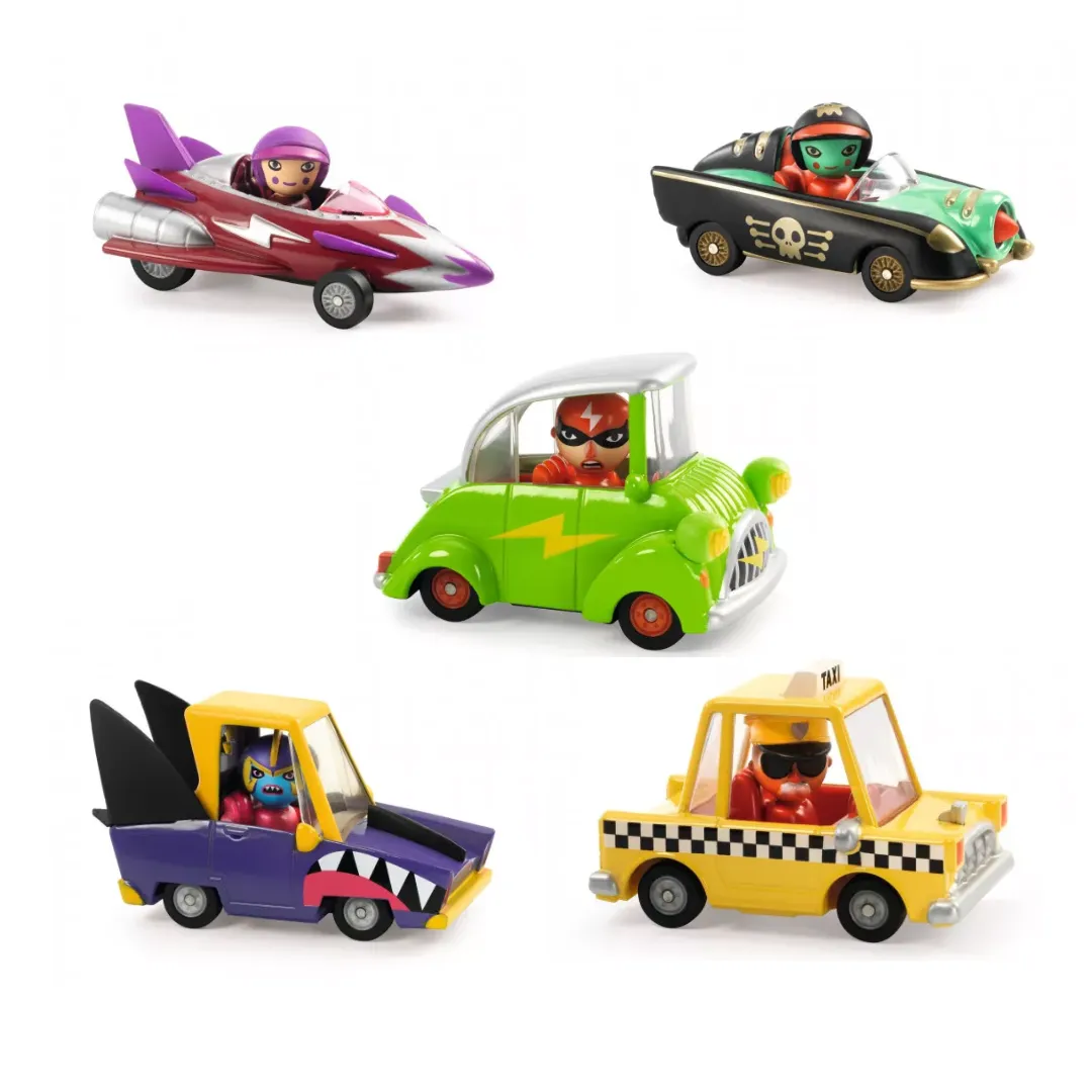 Balíček Crazy Motors - Taxi Joe & Shark N'Go & Pirate Wheels & Miss Burgundy & Green Flash